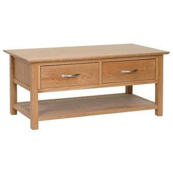 Solid Oak Coffee Table with 2 Drawers Inspired Rooms