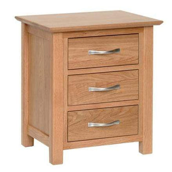 3 Drawer Solid Oak Bedside Cabinet Inspired Rooms