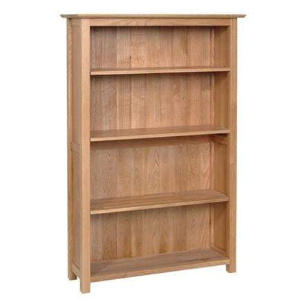 a wooden book shelf filled with wooden shelves 
