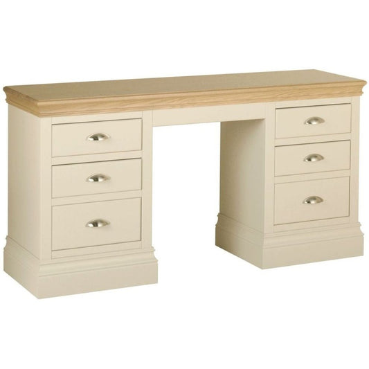 Cassis Painted Double Pedestal Dressing Table