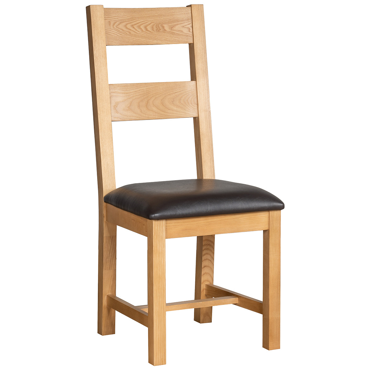 a wooden chair sitting in front of a wooden chair 