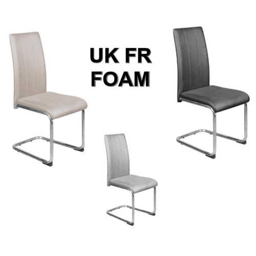 Galaxy Set of 4 Chairs – Choice of colour with UK FR Foam + Chrome Legs