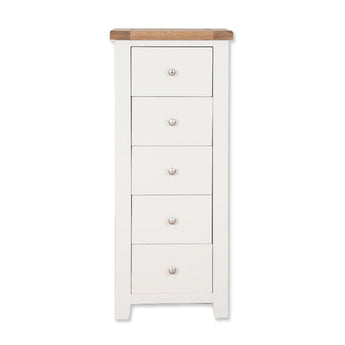 Havana White Painted 5 Drawer Tall Chest Inspired Rooms