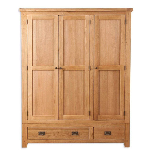 New Havana Oak 3 Door 2 Drawer Wardrobe