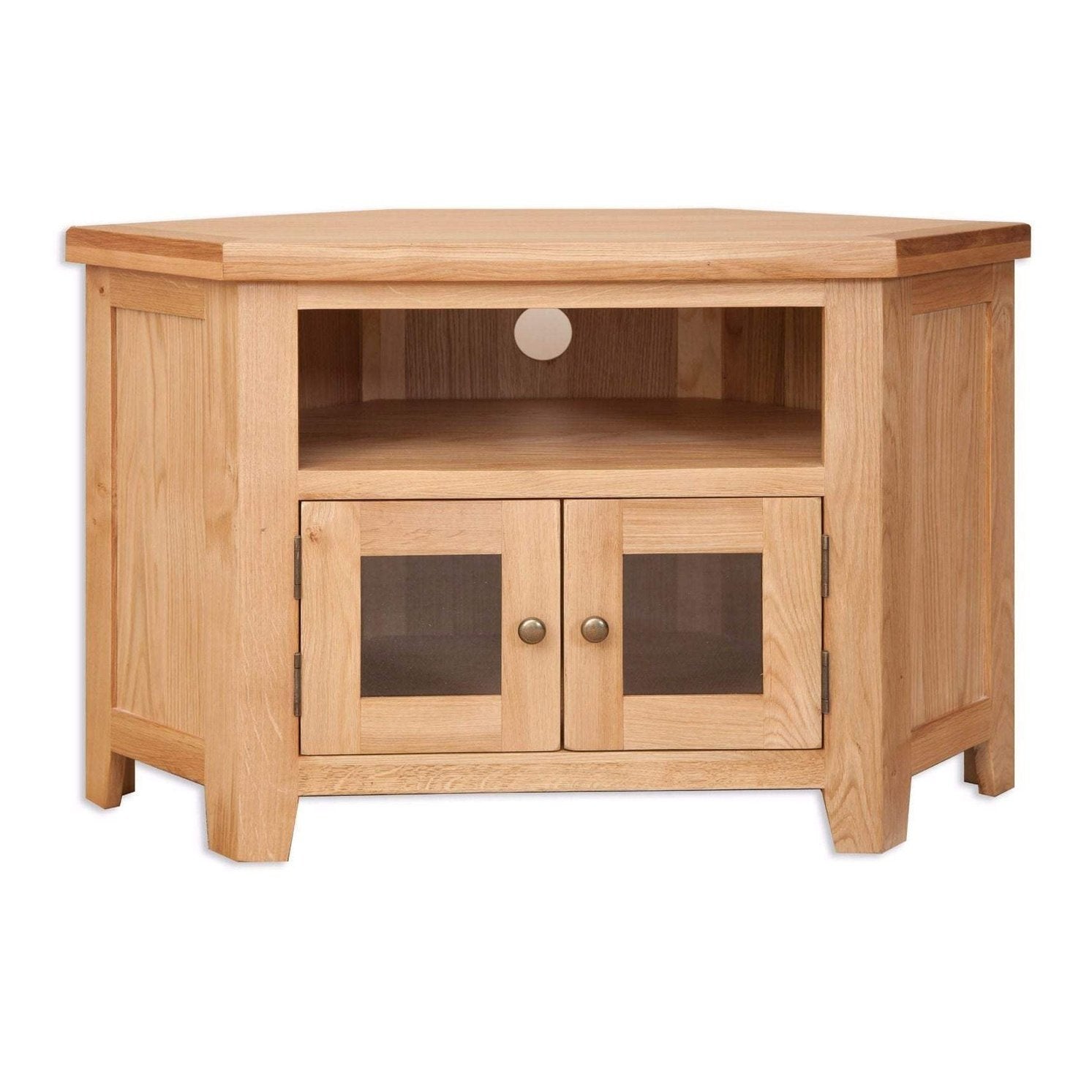 New Havana Oak Glazed Corner TV Cabinet