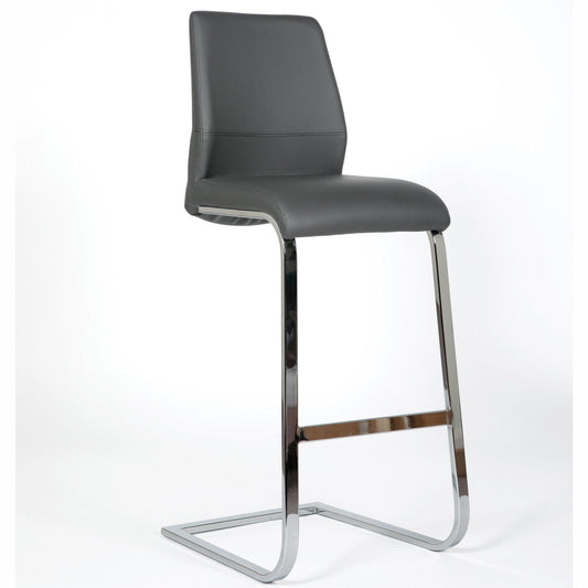 Roma Leather & Chrome Cantilever Bar Stool