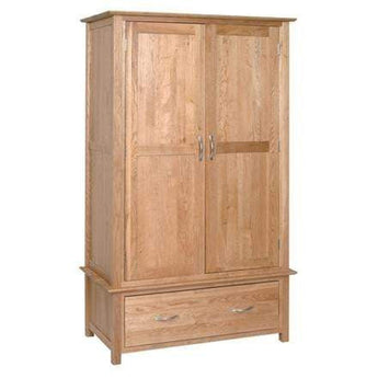 Solid Oak Double Wardrobe with Drawer Inspired Rooms