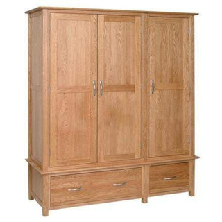 Solid Oak Triple Wardrobe with 2 Drawers Inspired Rooms
