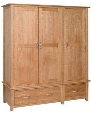 Solid Oak Triple Wardrobe with 2 Drawers Inspired Rooms